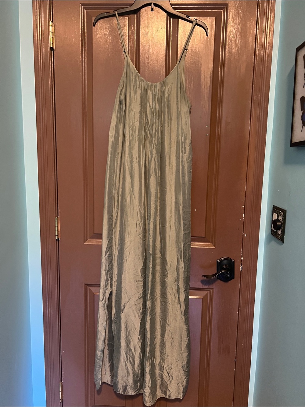 Silk Viscose M Slip Maxi Dress in SeaFoam Aqua Green